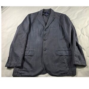Faconnable Blazer Mens Large Unstructured Blue Linen Cotton Blend Sport Coat